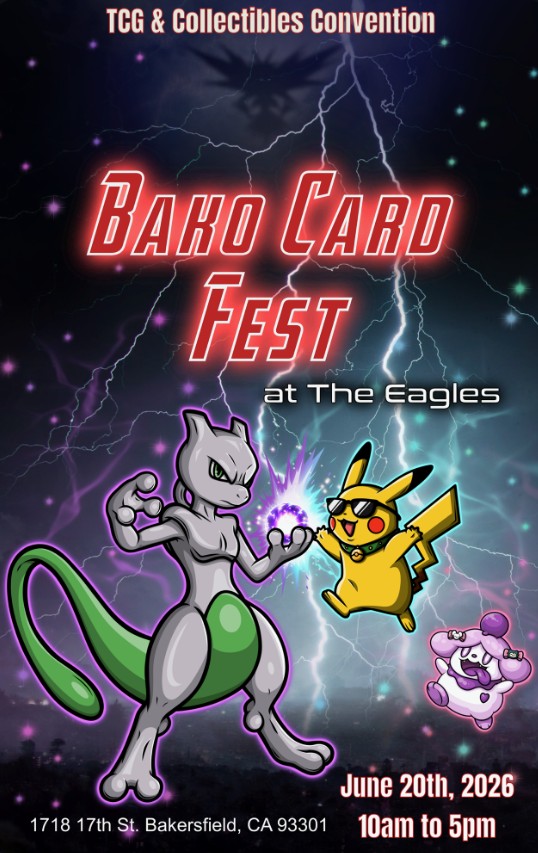 Official Bako Card Fest event flyer — June 20, 2026 at The Eagles, Bakersfield CA